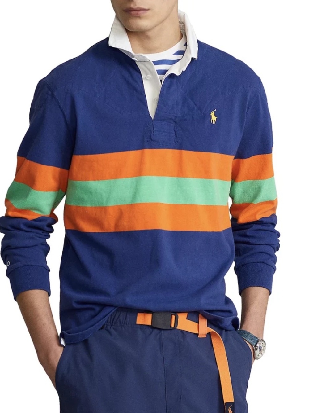 Ralph Lauren Classic Fit Striped Jersey Rugby Shirt - SMALL